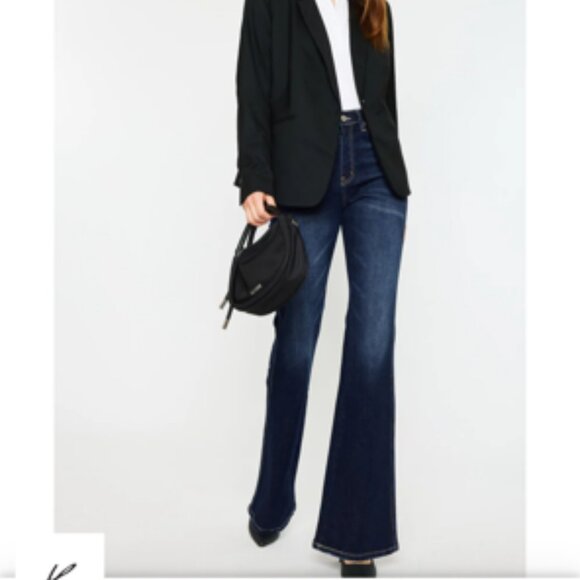 KanCan Denim - Kancan Luke High Rise Flare Jeans Comfort Stretch Denim Dark Wash 11/29